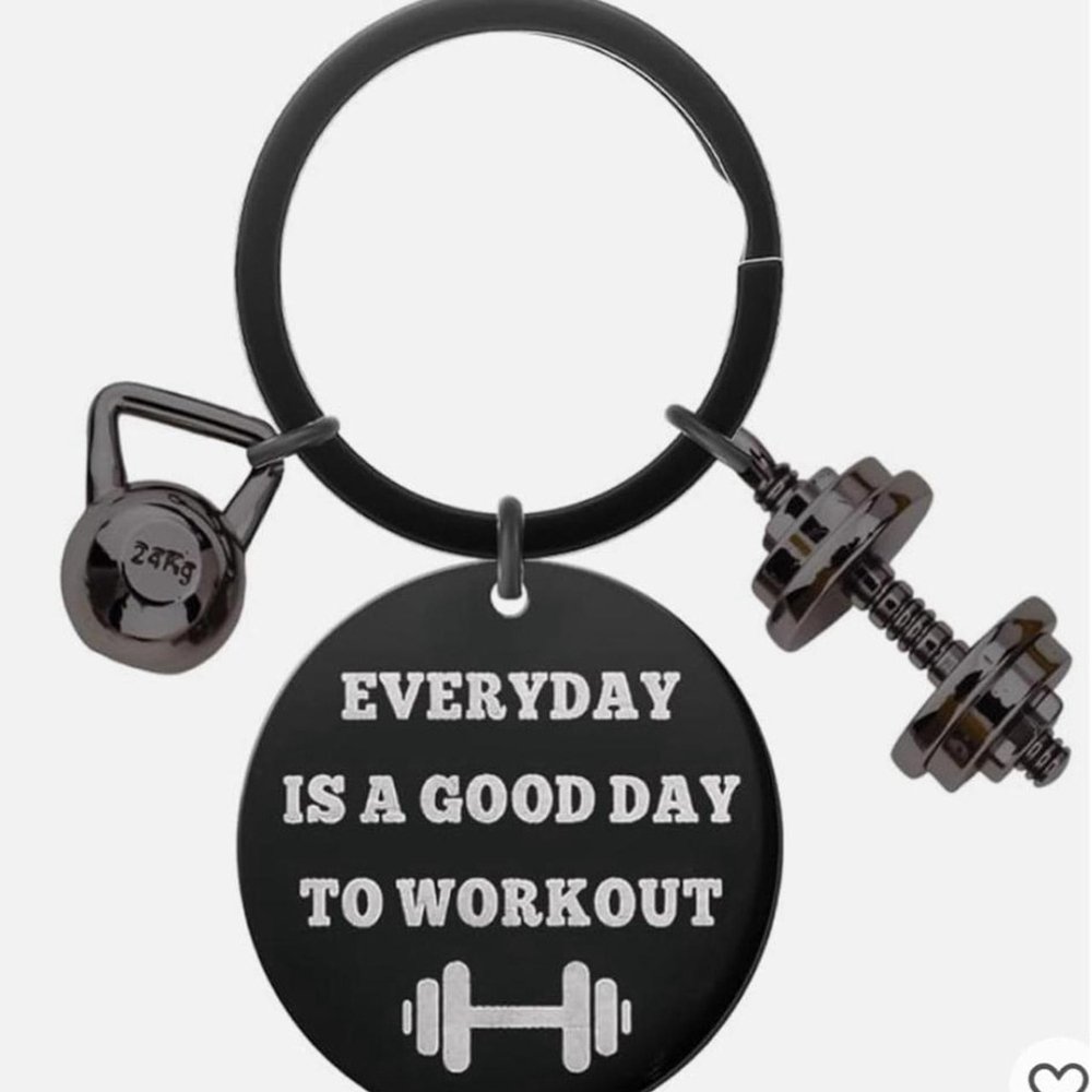 Stylish keychain featuring a kettlebell and dumbbell charm | NWT